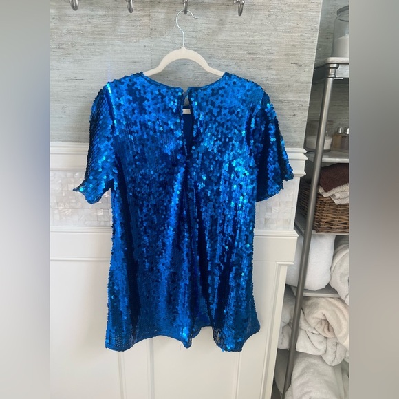 NWT new small Anthropologie Maeve Emmy short sleeve swing dress blue sequin - Picture 13 of 17